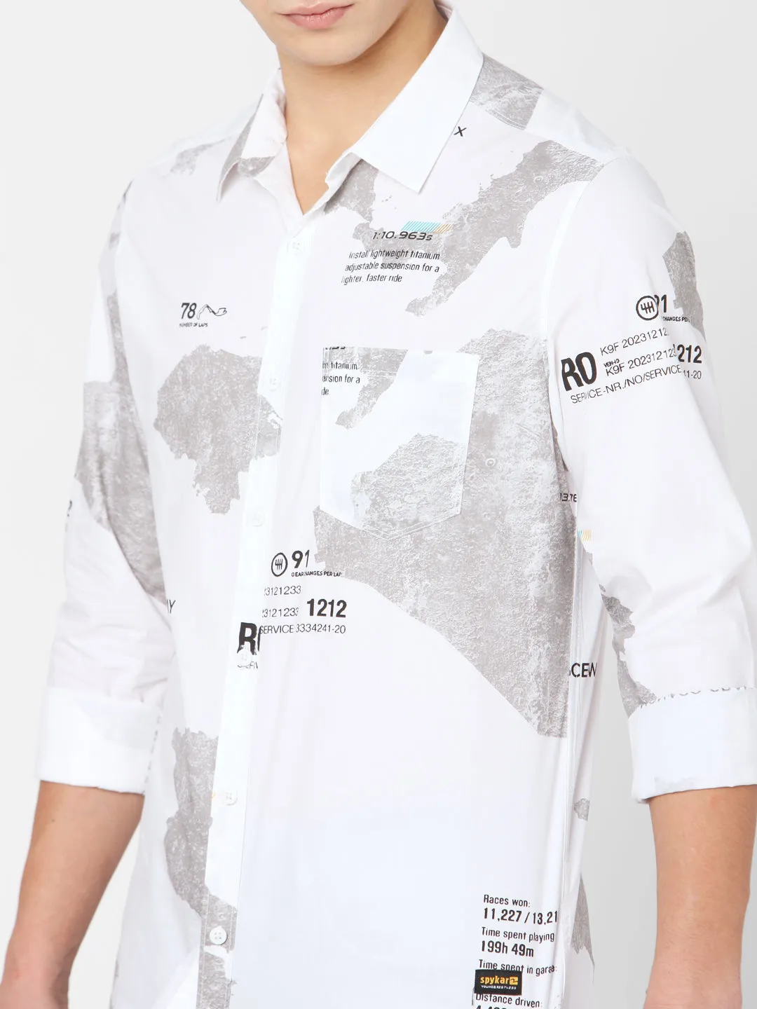 Spykar Men White Cotton Slim Fit Shirts